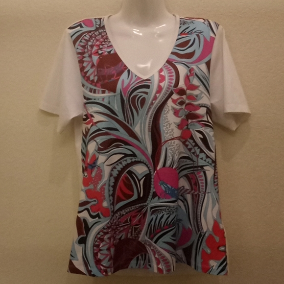 Emilio Pucci Printed V Neck T